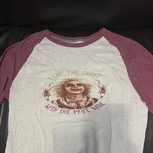 Old Navy Maroon and White Graphic Long Sleeve Tee